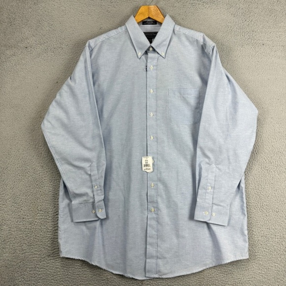 Susquehanna Trail Men Bon-Ton Dress Shirt 18-18.5 35-36 2XL Blue Button Down NEW